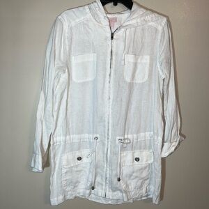 St. Tropez West Linen Hooded Zip Up